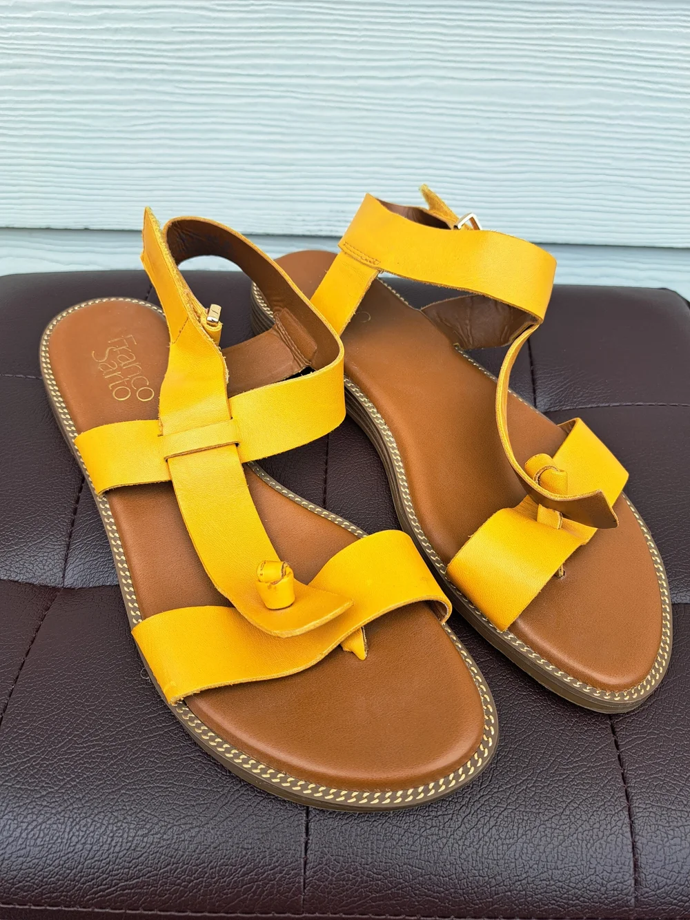 Franco Sarto Women's Yellow Leather Slingback Sandals